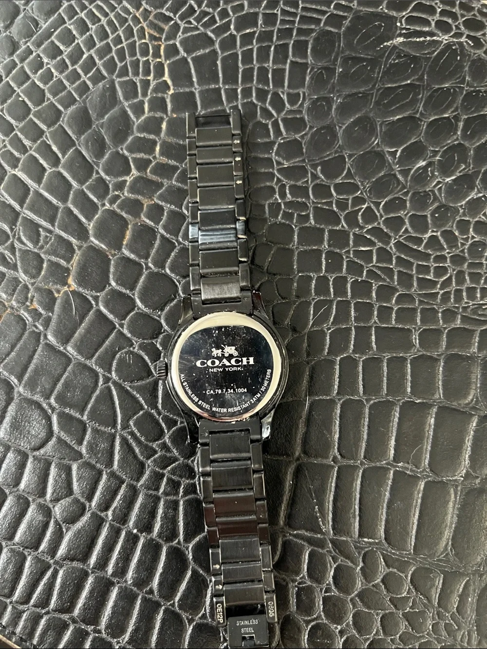 Coach metal band watch with Signature print face